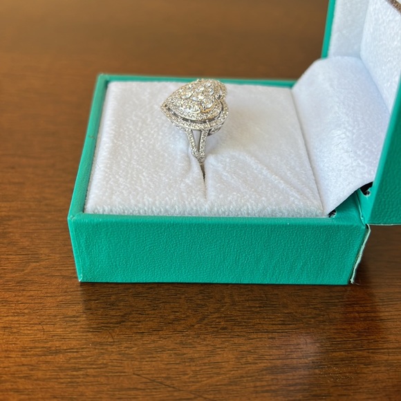 EFFY Pave Diamond Heart Ring in 14k White Gold - Picture 3 of 7